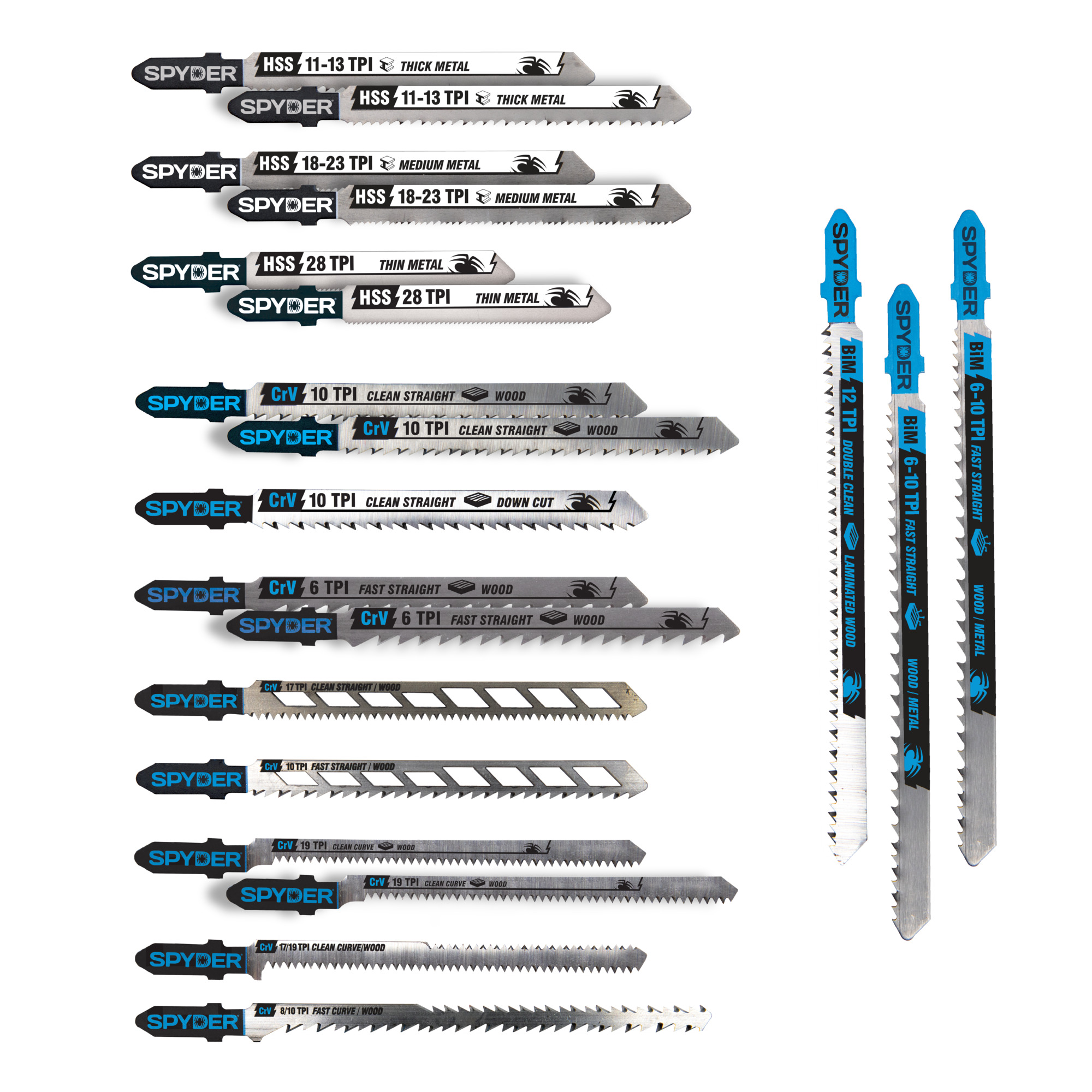 SPYDER Skeleton™, 20Pc Multi-Material Jig Blade Set, Blade Length 5 in, Blade Application Multi-Purpose, Blade Material Multiple, Model# 300091